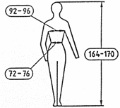 Ejemplo de la etiqueta del pictograma de talle para ropa estándar EN13402